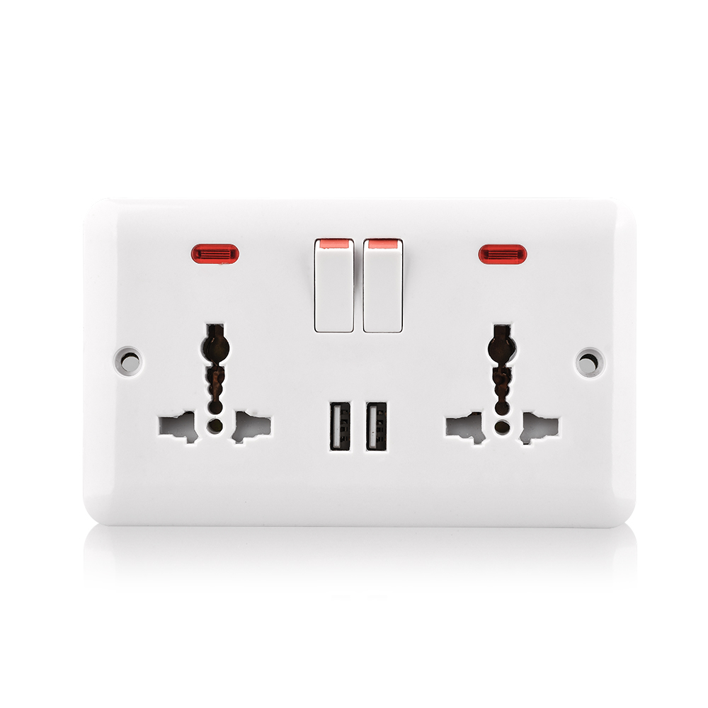 USB Dual universal Mobile power Bank 2 gang многофункциональная розетка 13A розетки двойной USB розетка настенная тарелка с неоновым звездным свечением