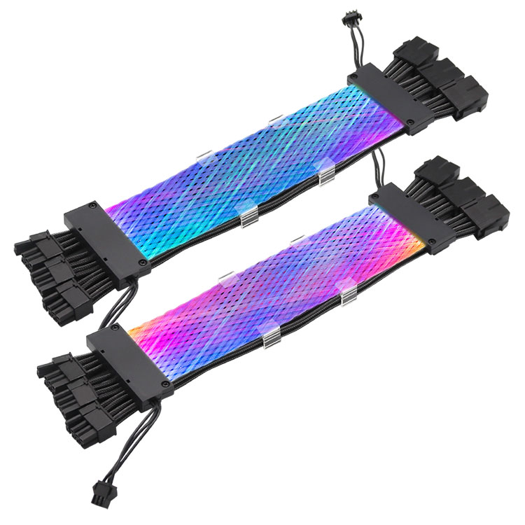 3x8 Pin Rgb Pc Удлинительный кабель, светодиодный волоконно-оптический сетчатый светящийся Удлинительный кабель для освещения Gpu Pcie
