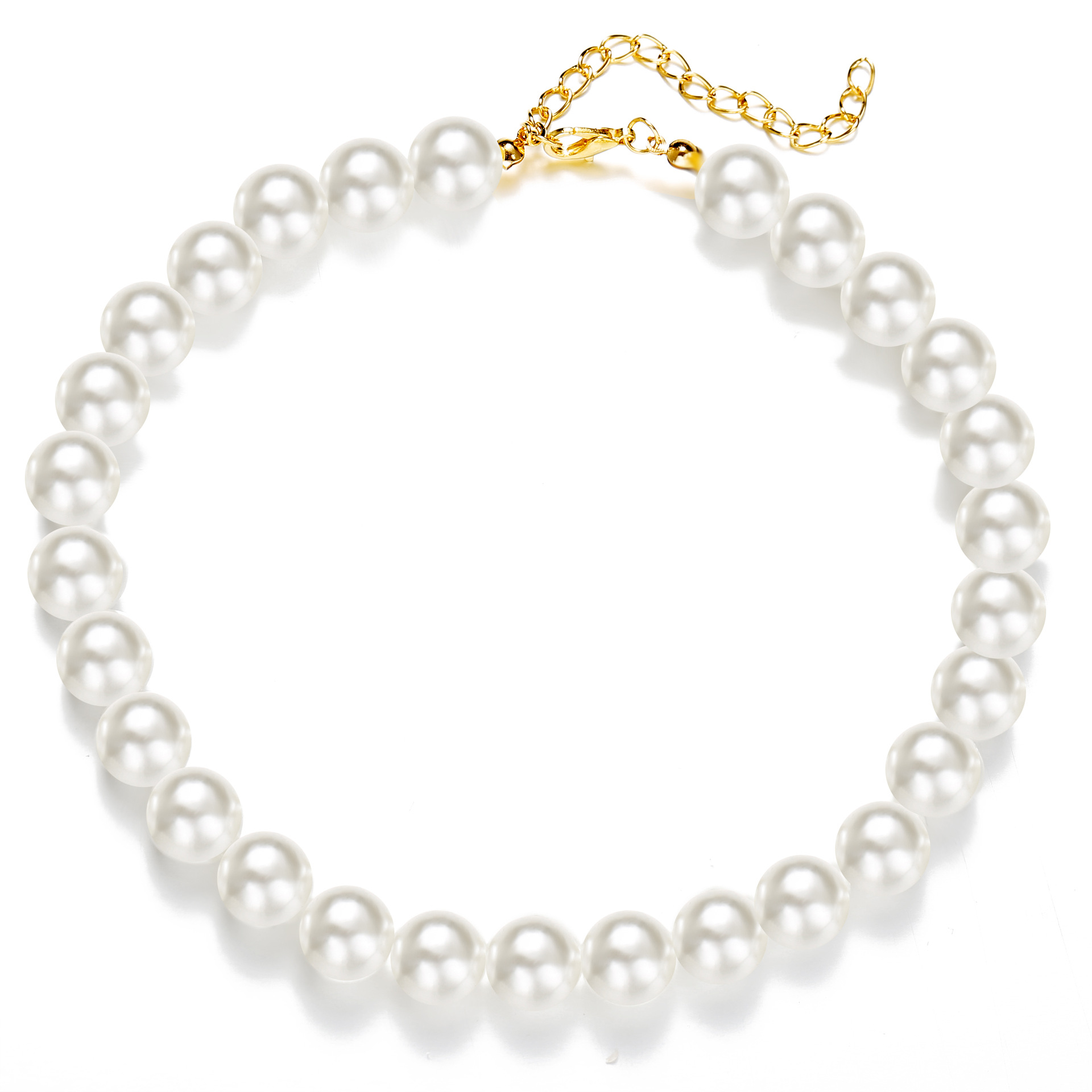 Vintage Elegant White Imitation Pearl Necklace Big Round Pearl Wedding Choker Necklace for Women Charm Bead necklaces