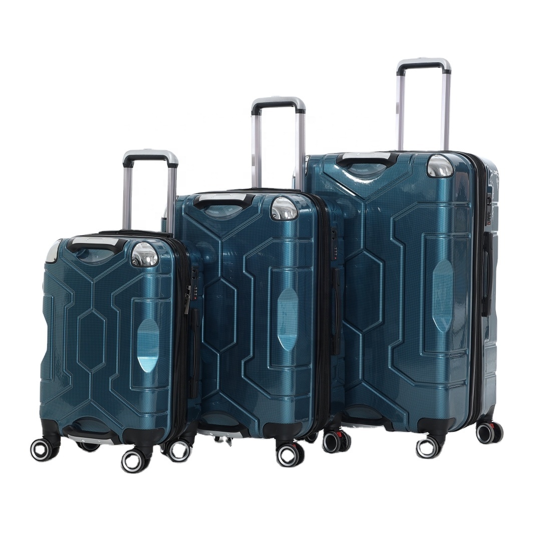 Factory wholesale high quality ABS PC zipper travel luggage 3pcs trolley suitcase set carry on boarding luggage travel bag set
