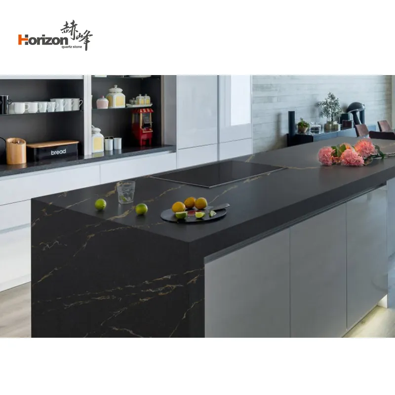 Factory Sale customized artificial Stone Calacatta White Marble Quartz stone Slabs Kitchen Countertops Worktops