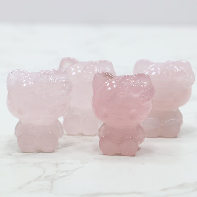 2022 Hot Sale Crystal Product Hellokitty Crafts Cheap price pink rose quartz stone girl friend gifts