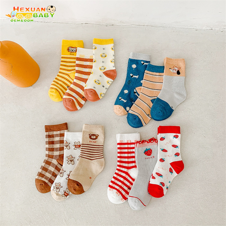 New Baby Kids Soft Cotton Socks Boys Girls Baby Cute Cartoon Warm Fashion Sport Socks Spring Autumn Gift 3 pairs/set