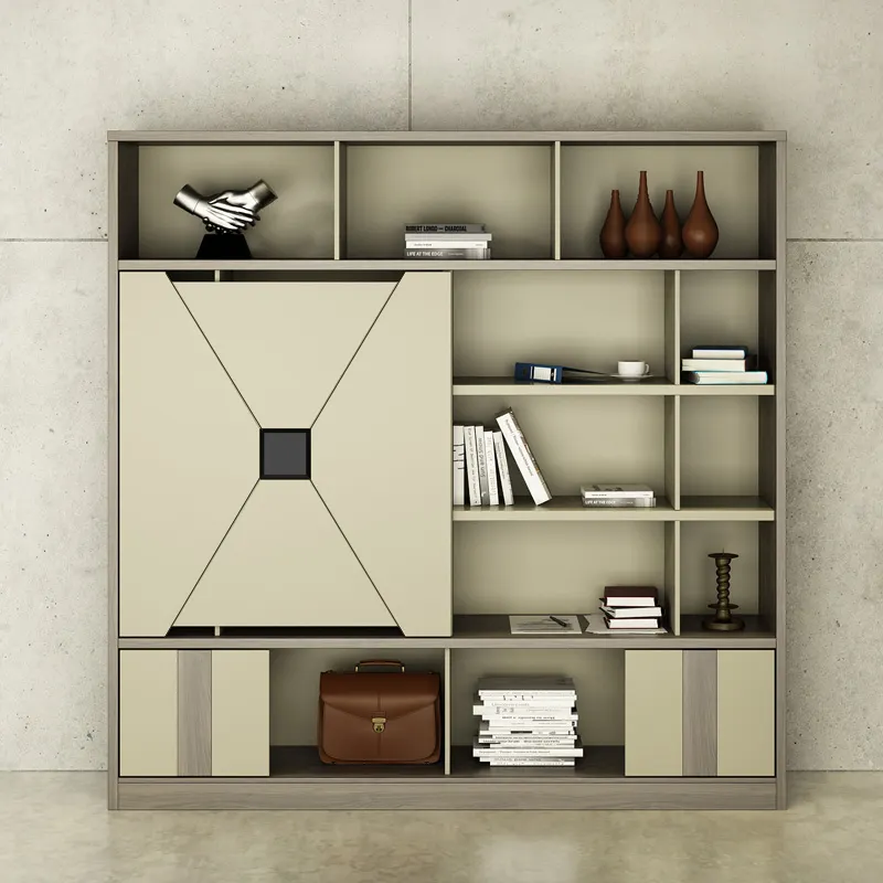 2021 New design industrial style office boss file cabinet bookcase wooden wall cabinet simple office furniture