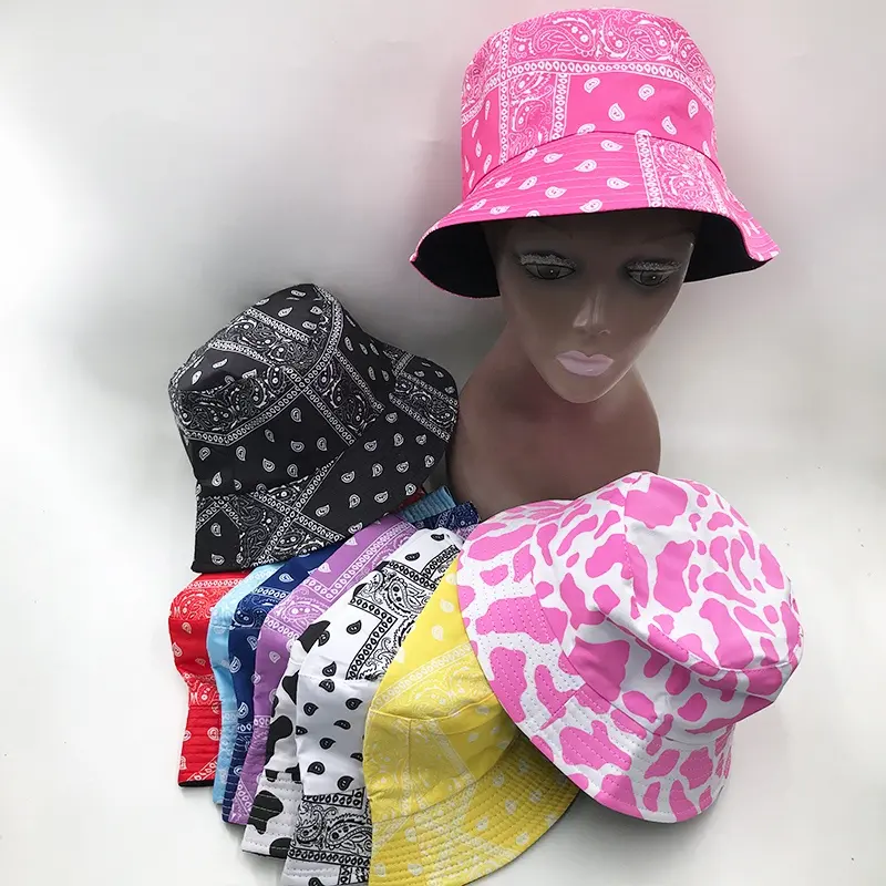 Wholesale Fashion Design Hat Double-sided Paisley Pattern Sun Shade Fisherman Hat Custom Bucket Hats Bulk