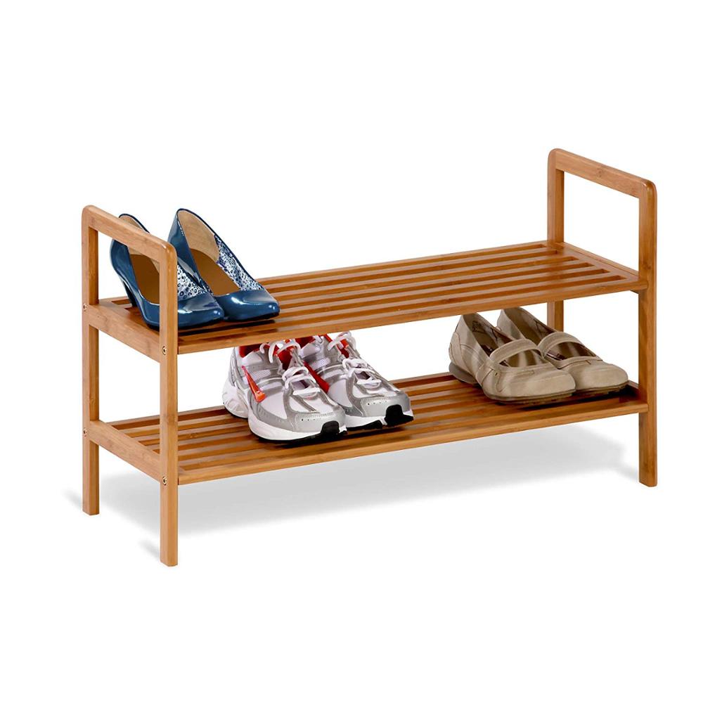 2 tier no folding bamboo wooden bench 2 tier shoe rack organizer shelves