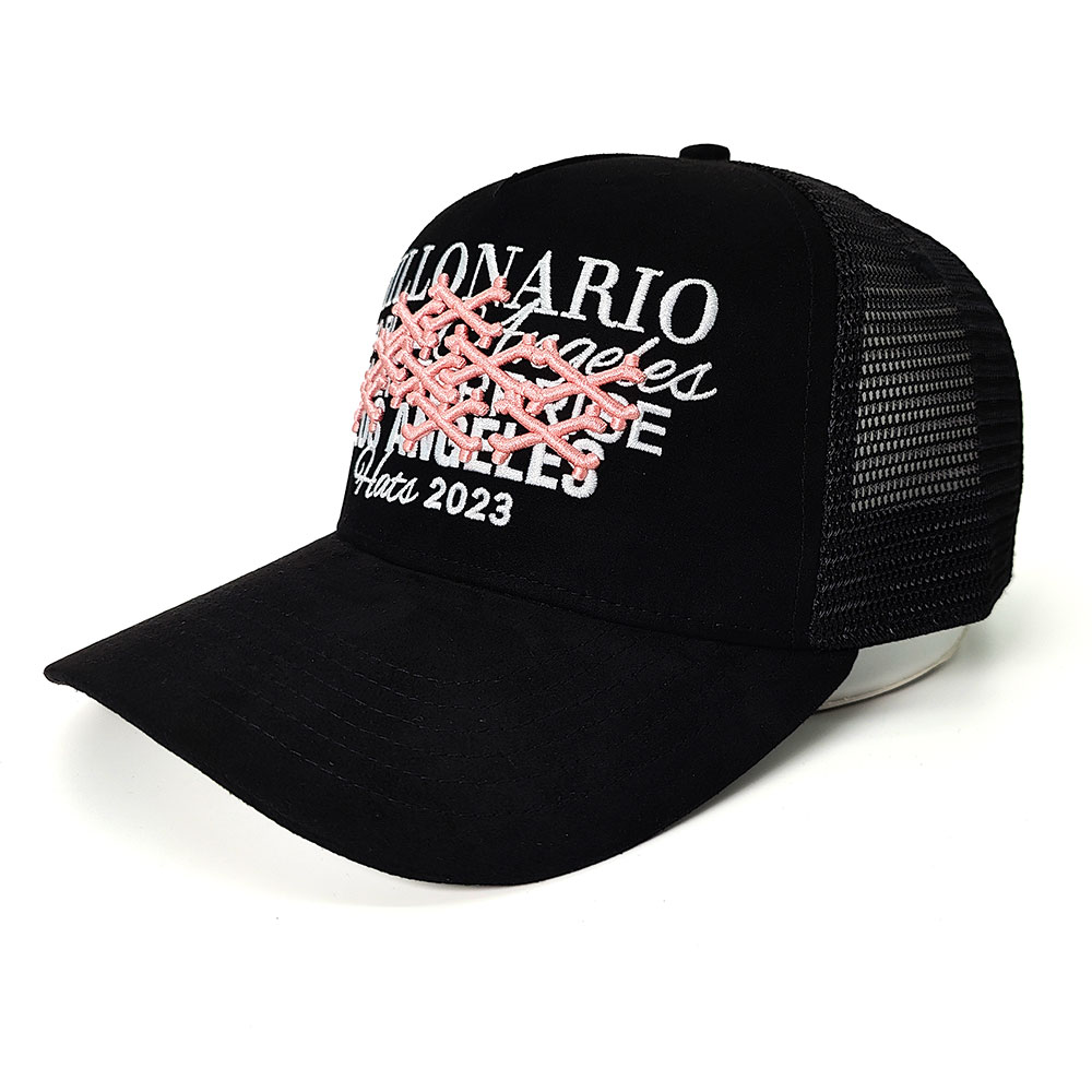 Customised Classic Fashion High Quality 5 Panel Men 3D Embroidered Patch Logo Mesh Snap Back Gorras Cotton Twill Trucker Cap Hat
