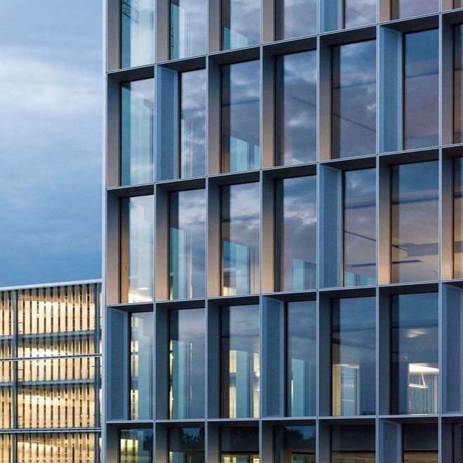 exterior facade exposed frame glass curtain wall