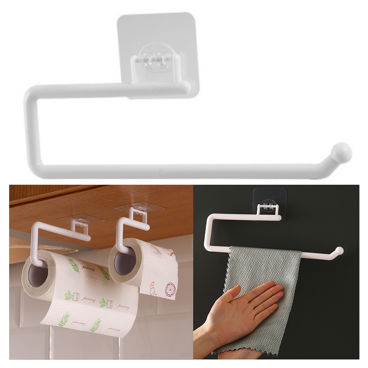 Self Adhesive Toilet Paper Towel Holder Metal Wall Mount Tissue Towel Roll Dispenser for Bathroom Kitchen
