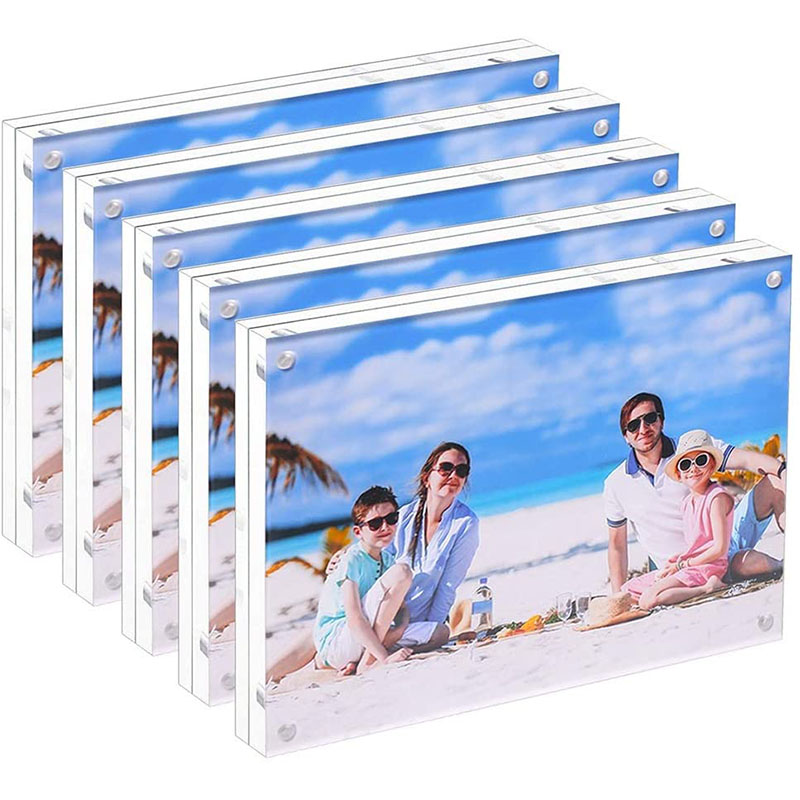 5*7 Clear Acrylic Freestanding Magnetic Desktop Photo and Picture Frame