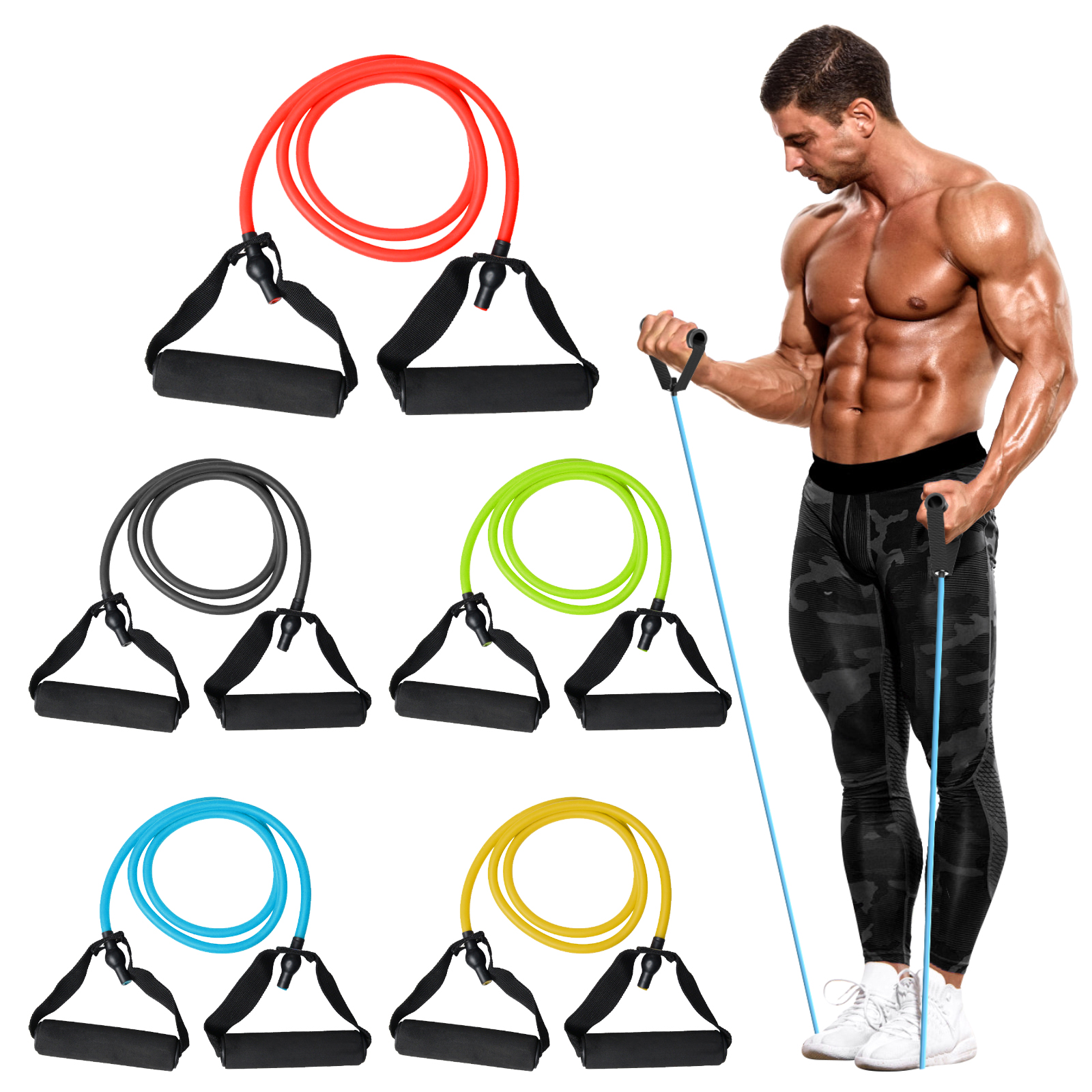 Resistance Bands Set Custom Logo TPE Exercise Band Fitness Equipment Home Workout Training Resistance Band