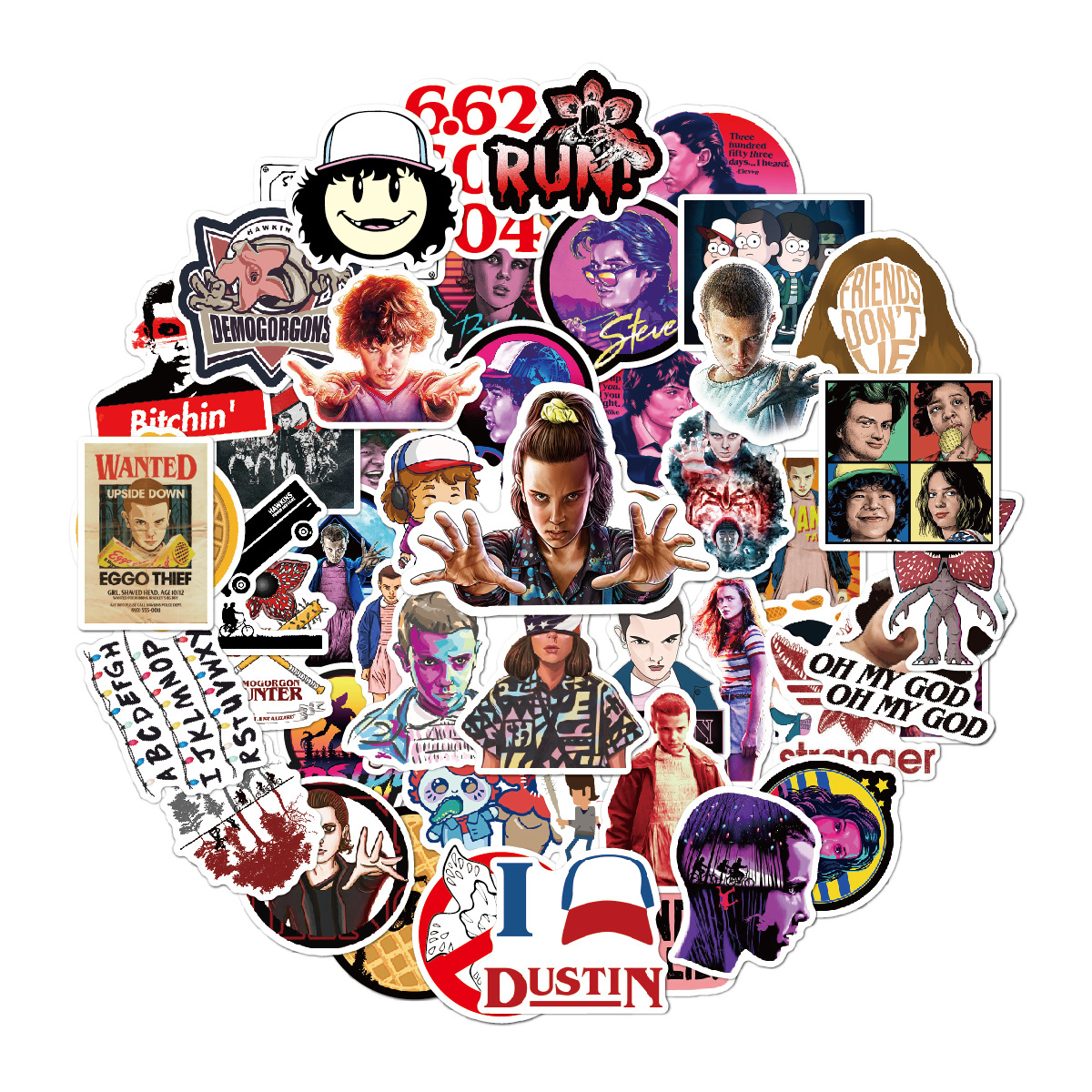 50 pcs American TV show die cut stickers for suitcase water bottle laptop waterproof tranger things stickers