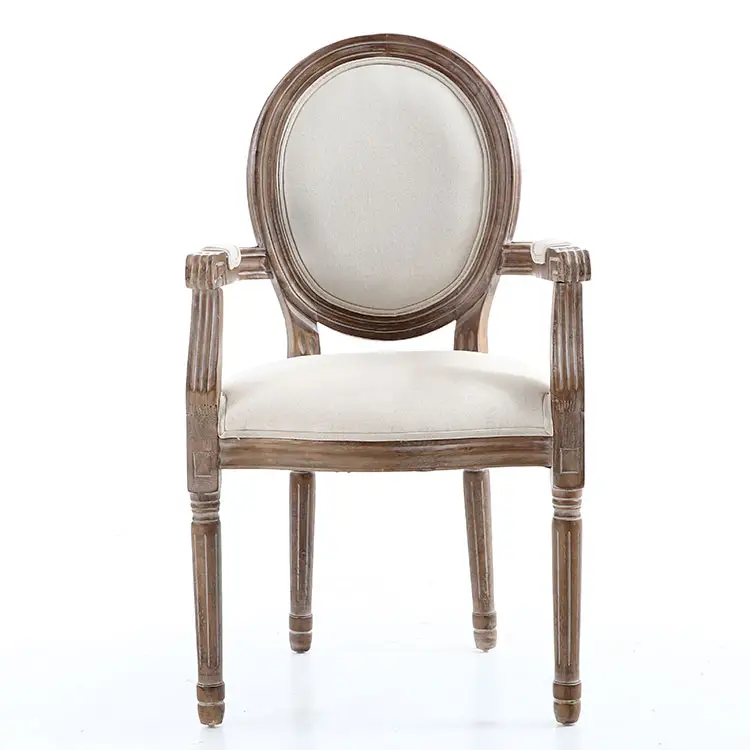 Custom Mid Century Durable Comfortable Antique Fabric Furniture Wood Restaurant Arm Dining Chair