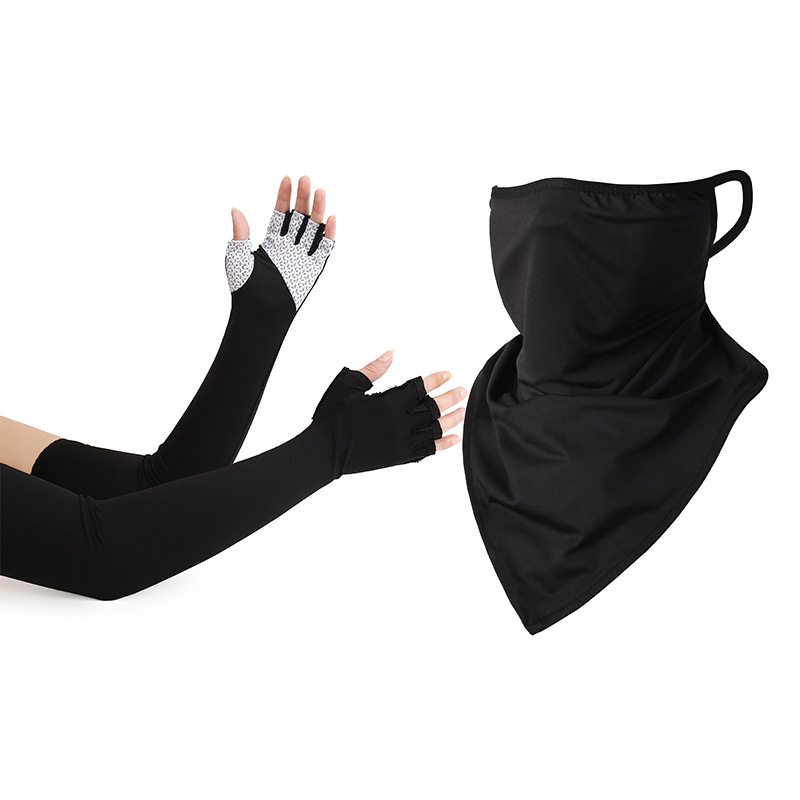 UV sun protection arm sleeves bandana neck gaiter scarf ice silk cooling sleeves