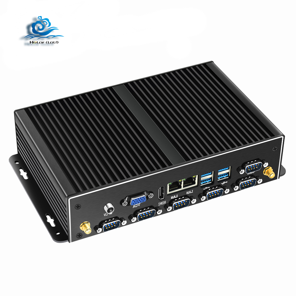 Безвентиляторный промышленный ПК компьютер J1900 Core i5 4200U i7 Win7 Win10 Ubuntu 2 Gigabit Ethernet Barebone Mini IPC 6 * RS232/485 8 * USB