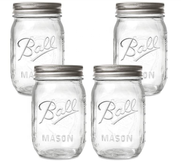 Оптовая продажа, недорогая Высококачественная банка mason с крышкой на заказ 4 унции, 12 унций, 24 унции, 32 унции, 64 унции