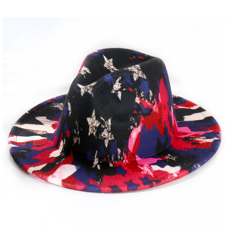 Women's Fedora Tie-dye Fedora Hat Men & Women Wide Brim Fedora Hat Panama Hat