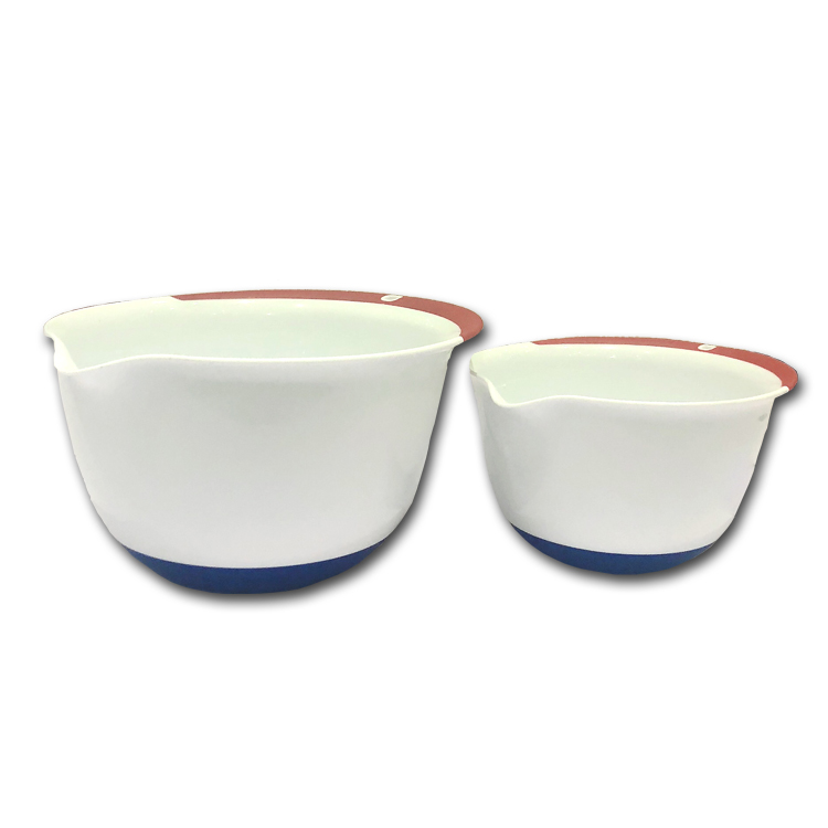 Amazon 2 Piece Nesting Mixing Bowls with Rubber Grip Handles Non Slip Bottom Plastic Baking Salad Bowl