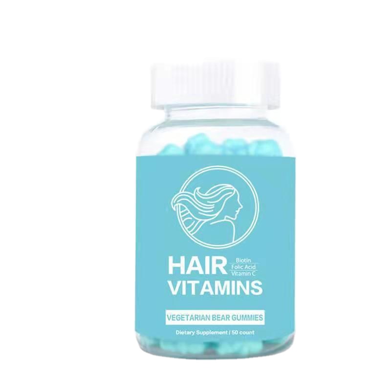 Wholesale Dietary Supplement Vitamins Biotin Gummy For Hair Nails Growth Vegetarian Bear Gummies With 50 Count
