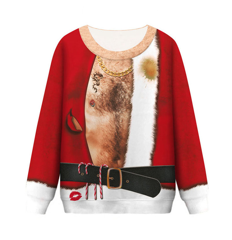 2021 Amazon Factory Price Loose 3d Digital Print Ugly Sweater Christmas
