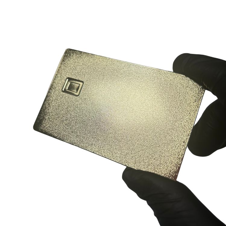 Frosted gold metal card stainless steel credit card blanks with chip groove and hico magnetic stripe for laser engraving