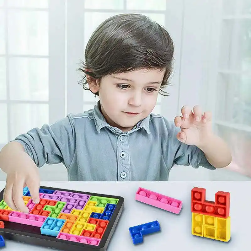 Factory Wholesale Geometric Push For Bubble Fidget Sensory Toy Stress Relief Special Needs Autism Kids Toys Puzzle