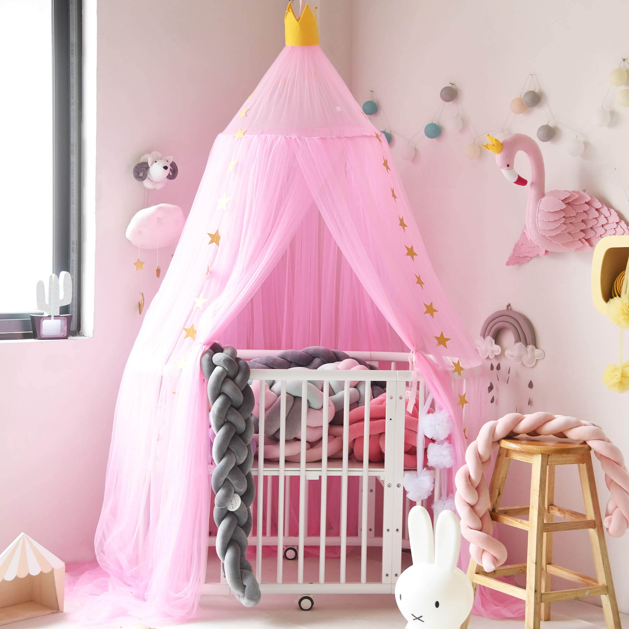 Pophorn 7 Slices Dome Pleated Easy Luxury Kids Styles Aluminum Mosquito Net Frame Window Screen Manufacturer Mosquito Net