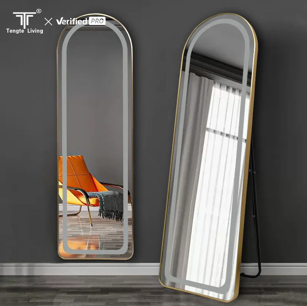 Smart arch aluminum framed touch sensors mirror with LED light full length mirror wall decoration