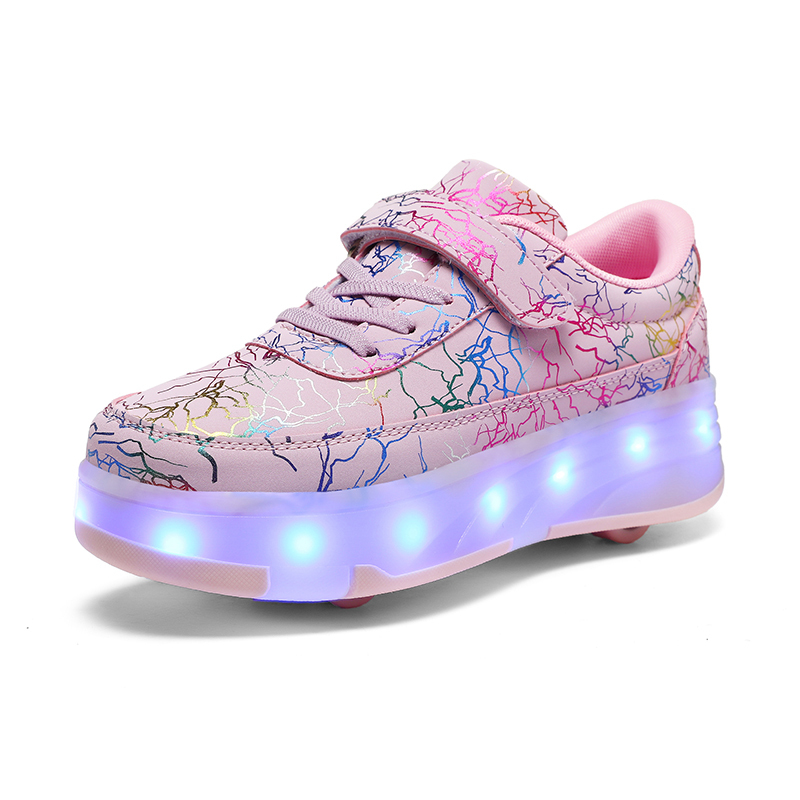 USB Charge Manufactory Elementary Fitness Freestyle Outdoor Sports Rollershoes Adjustable Colors Lights Kids Roller Shoes