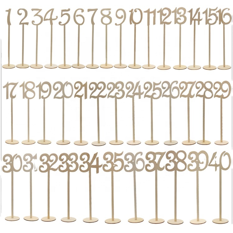 Wooden table number wedding table number with base for table decoration for wedding banquet and birthday party
