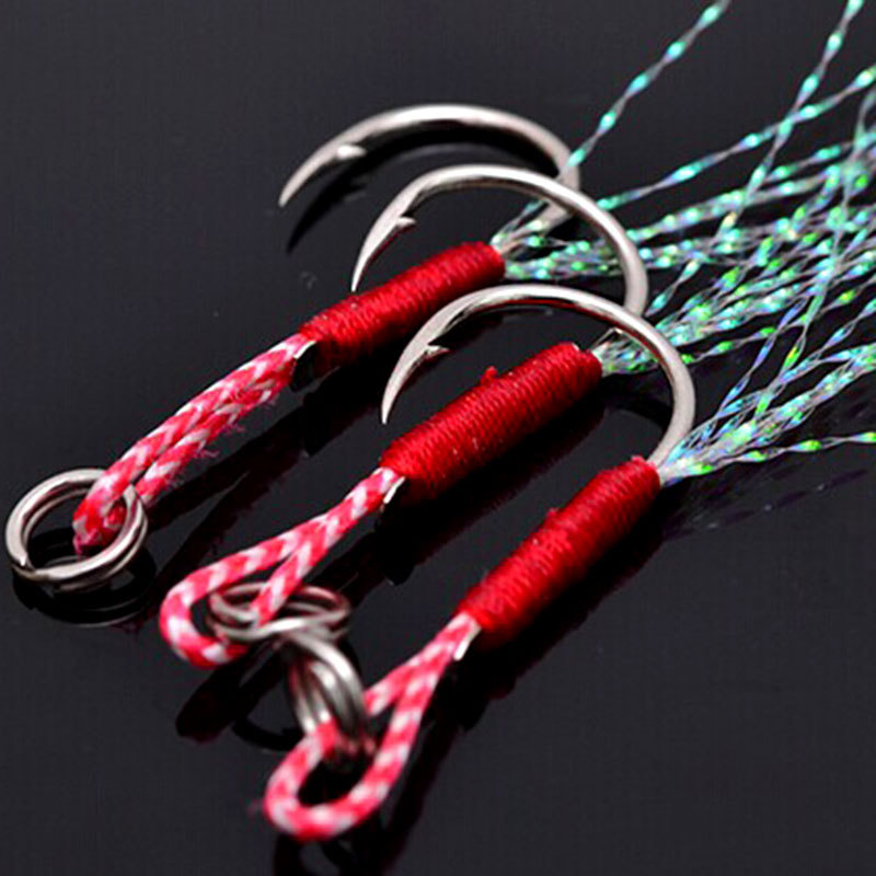 Superiorfishing 10#-20# Quality Jigging Fishing Hook Feather Strong Assist Fishing Hook