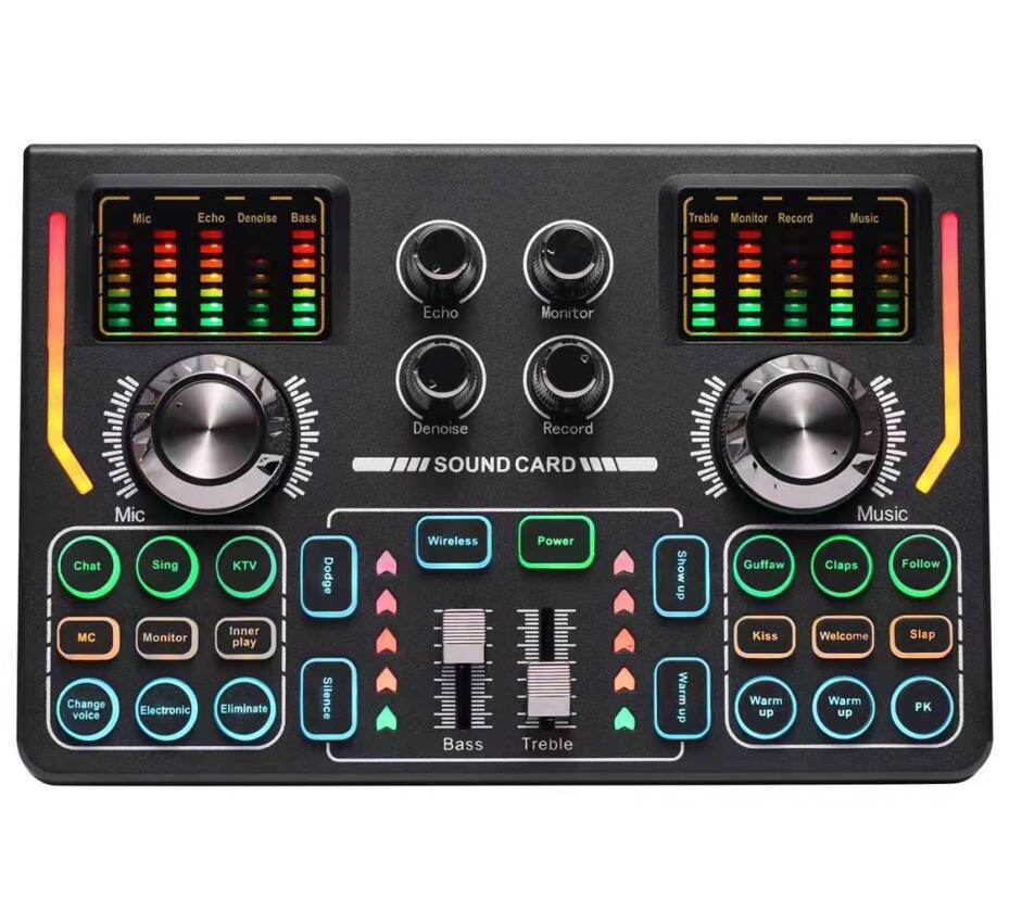 Новый релиз микрофон для подкастов Live Sound Card звуковая плата с аудио миксером голосовой чейнджер аудио интерфейс