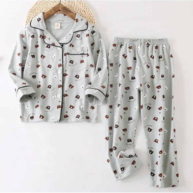 2019 autumn new cartoon animal line love print pajamas sleep pants two sets