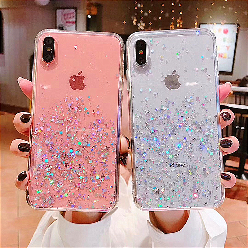 Роскошный блестящий чехол с блестками и звездами для iPhone 11 Pro XS MAX XR X, прозрачный силиконовый чехол для iphone 8 7 6 6S Plus, чехол