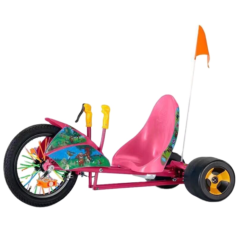 Square car with flash scooter balance car children and adults bike three-wheel drift car