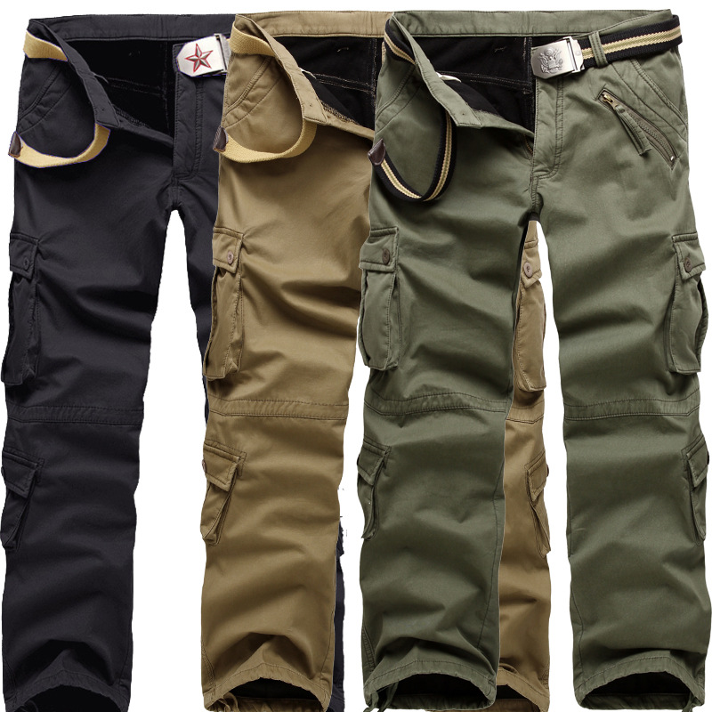 Winter men's camo trousers warm multi-pocket overalls Cargo pants