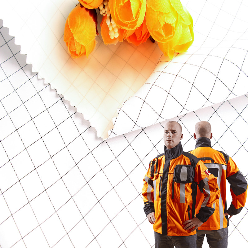 SUZHOU YICHI Graphene Conductive cloth 100% polyecster fabric cm lattice PU coated tooling fabric waterproof Protective clothing