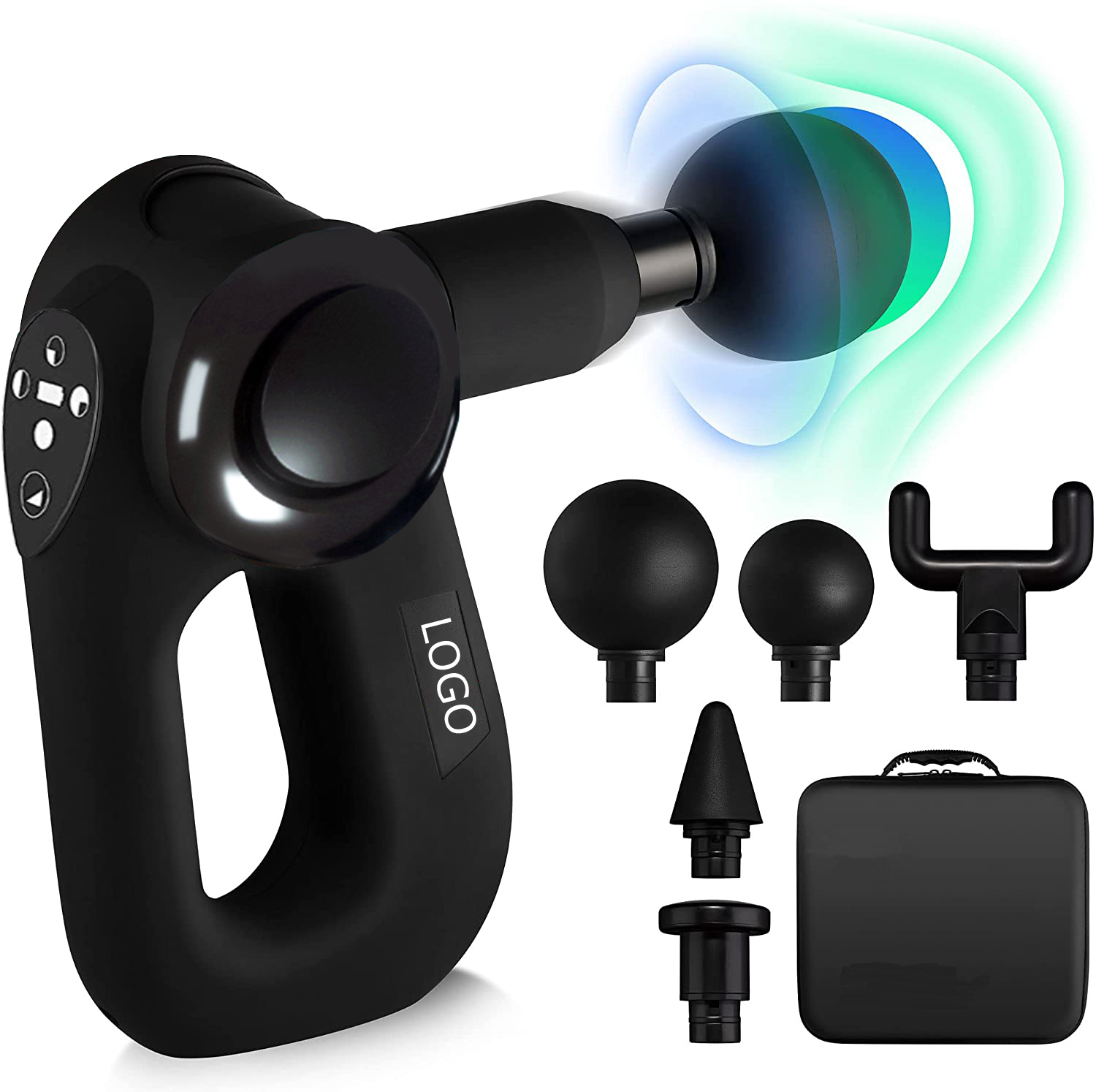 Best Selling Powerful Brushless Folding 5 Speeds Percussion Function Double Head Physion New Massage Gun With Led Indicators