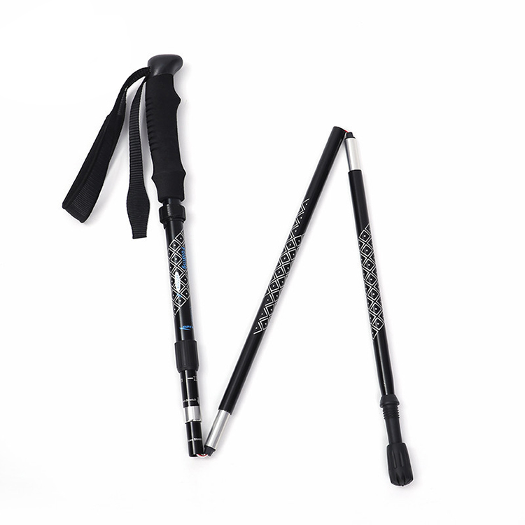 Custom 5-section Telescopic Folding Aluminum Folding Shock Absorption Walking Hiking Sticks Trekking Poles