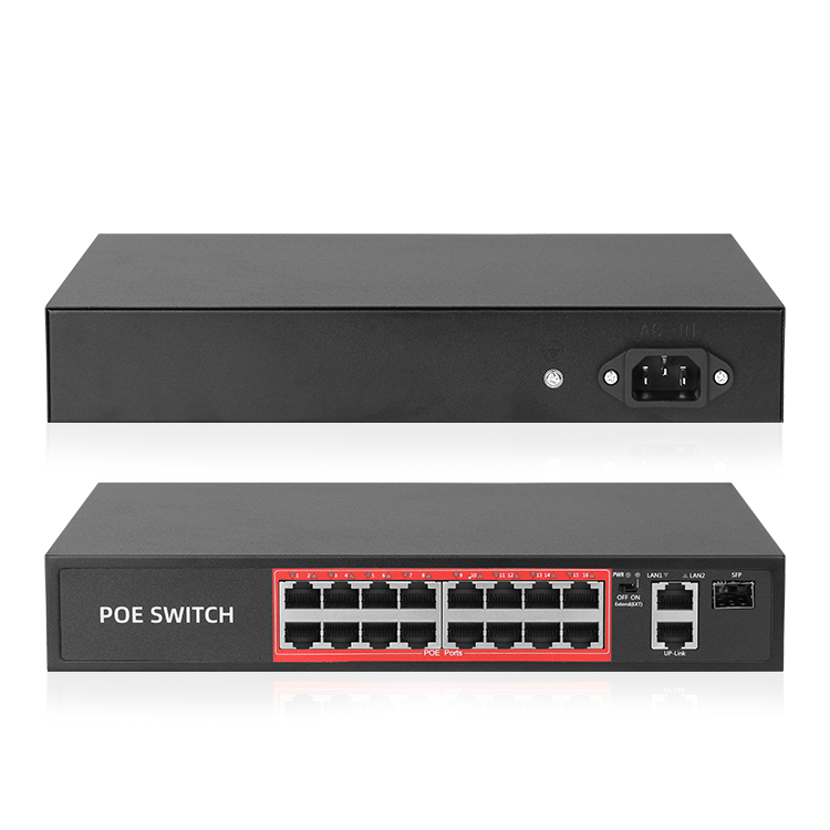 Коммутатор Techage 16-канальный poe, 16 портов Ethernet PoE и 2 гигабитных порта RJ45, IP-камеры, коммутатор ethernet