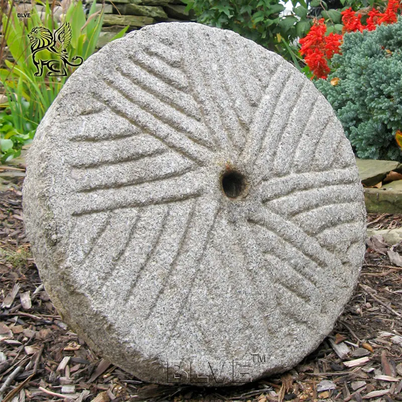 BLVE Outdoor Garden Decorative Carving Relief Natural Granite Old Millstones Antique Stone Millstone Wholesale