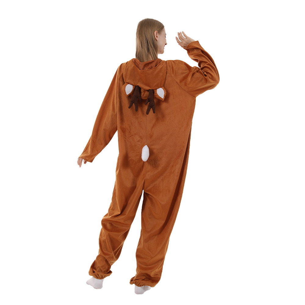 Animal Mascot Christmas Elf Costume Velvet Reindeer Suits for adult and kids