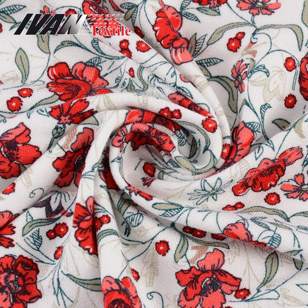 2021 Hot sale 95%R 5%SP viscose spandex crepe printed fabric for dress