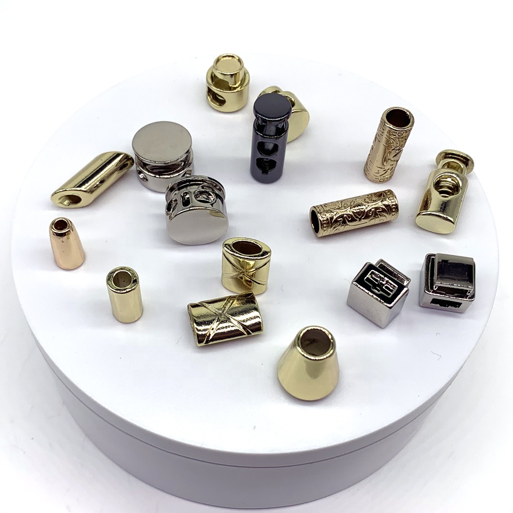 factory wholesale custom metal zinc alloy wind rope fastener cord locks rope ends drawstring spring stopper for sweater