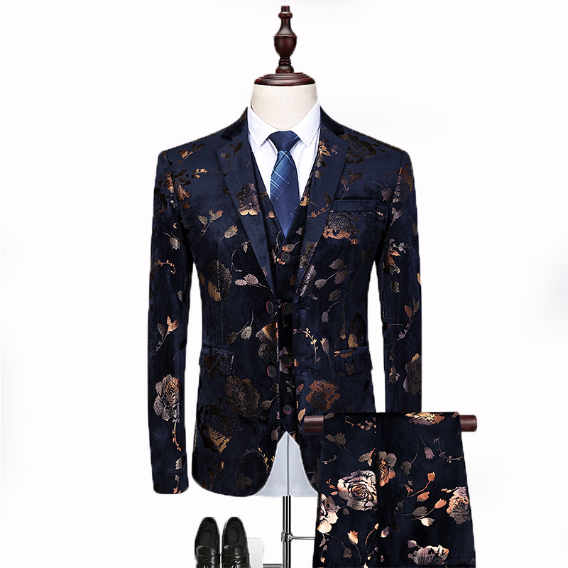 New style sequins floral hombres made-to-measure suits set for men