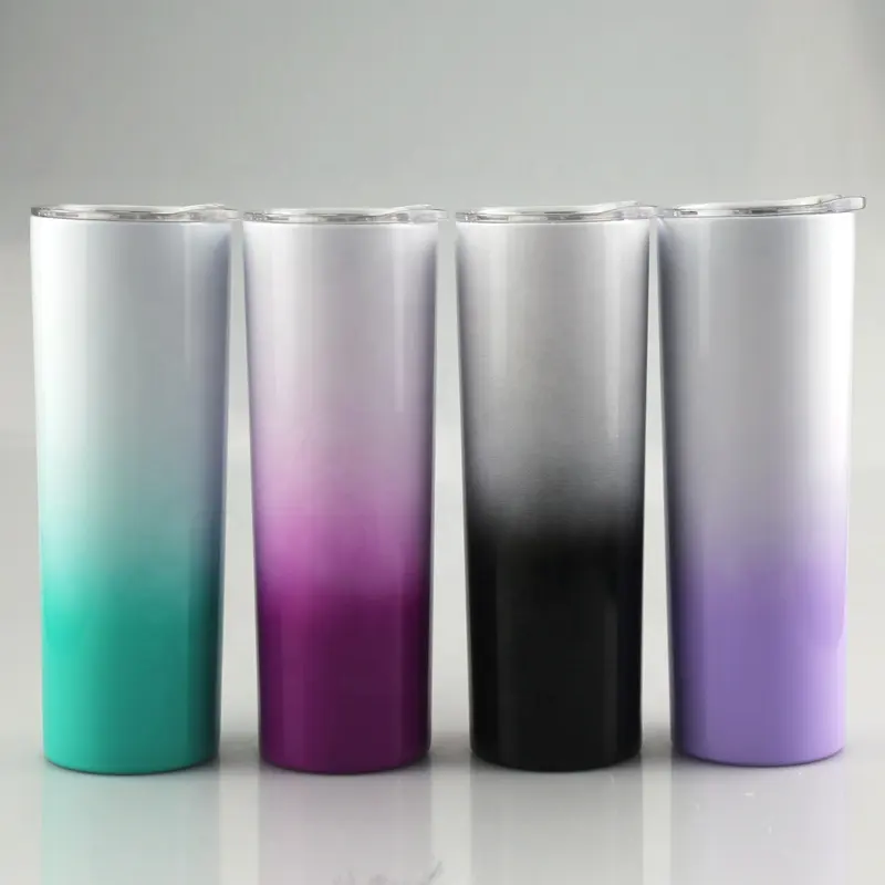 20oz Stainless Steel Tumbler with Straw Vacuum Insulated Double Wall Marble Tumbler Straight Skinny Sublimation Blanks Cups