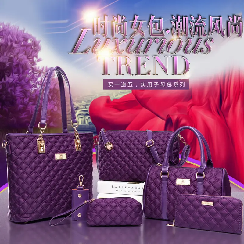 new six - piece clutch for women with one - shoulder diagonal cross  set of ladies hand bags  bag set