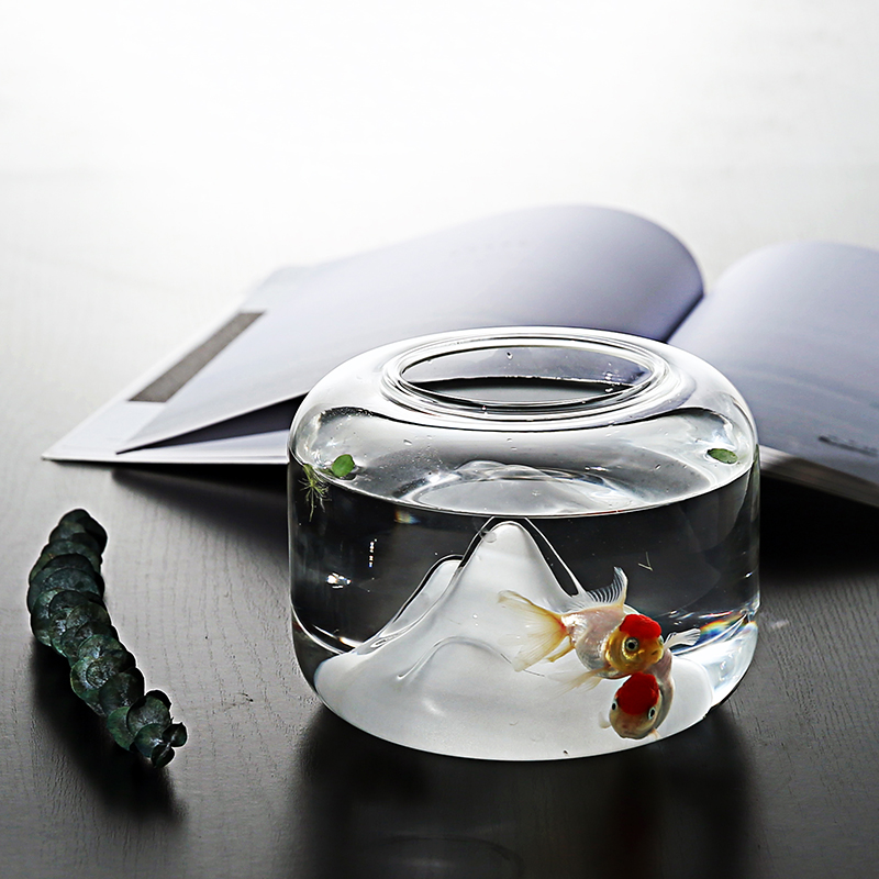 Creative Transparent Glass Fish Bowl Snow Mountain Fish Tanks Desktop Micro Landscape Fish Jar Aquariums Pet Supplies Home Decor
