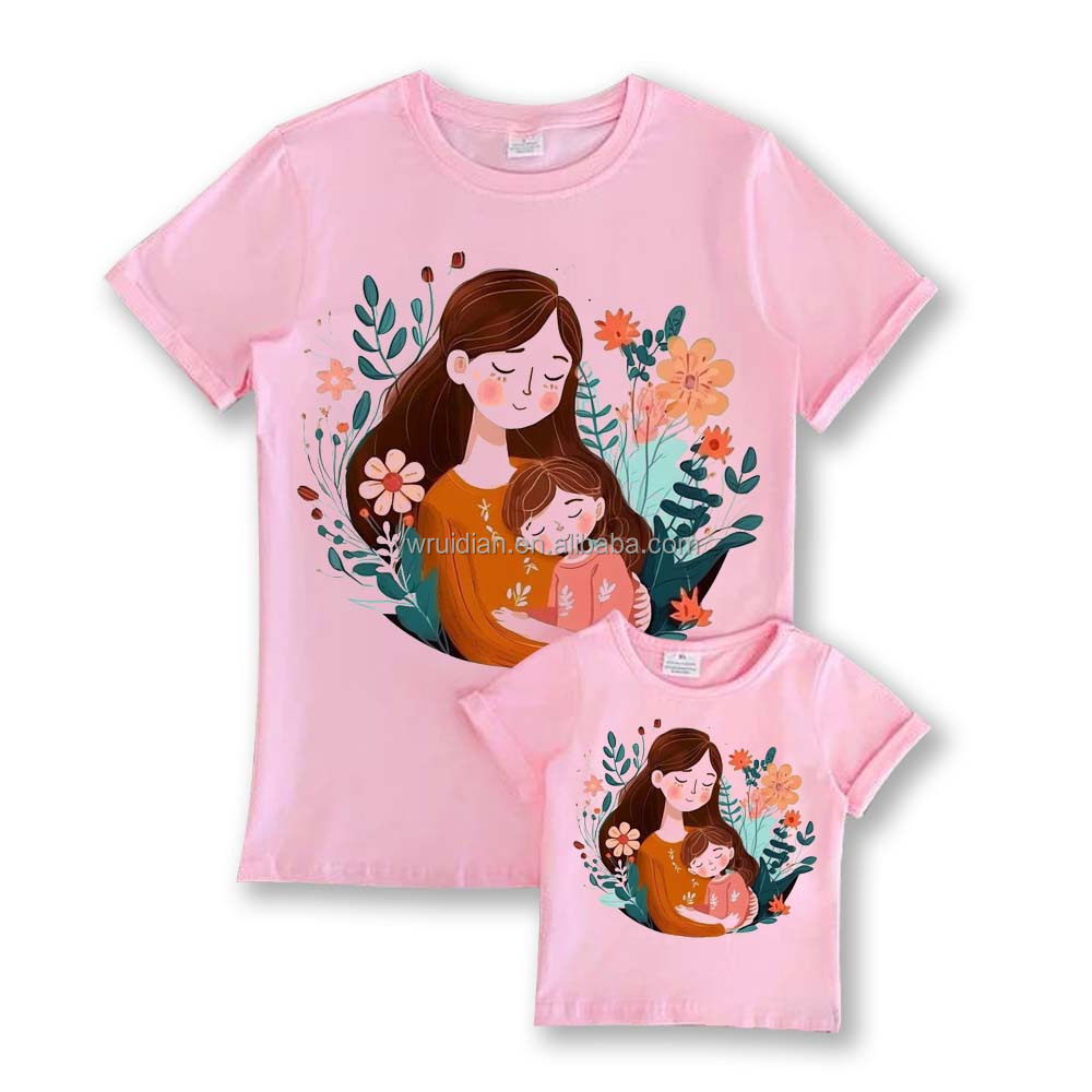 Toddler Parent-Child Outfit Sweatshirt Kids Clothes 2 to 6 Year Mommy and Me Clothes for Little Girls Screen Printing T-Shirt