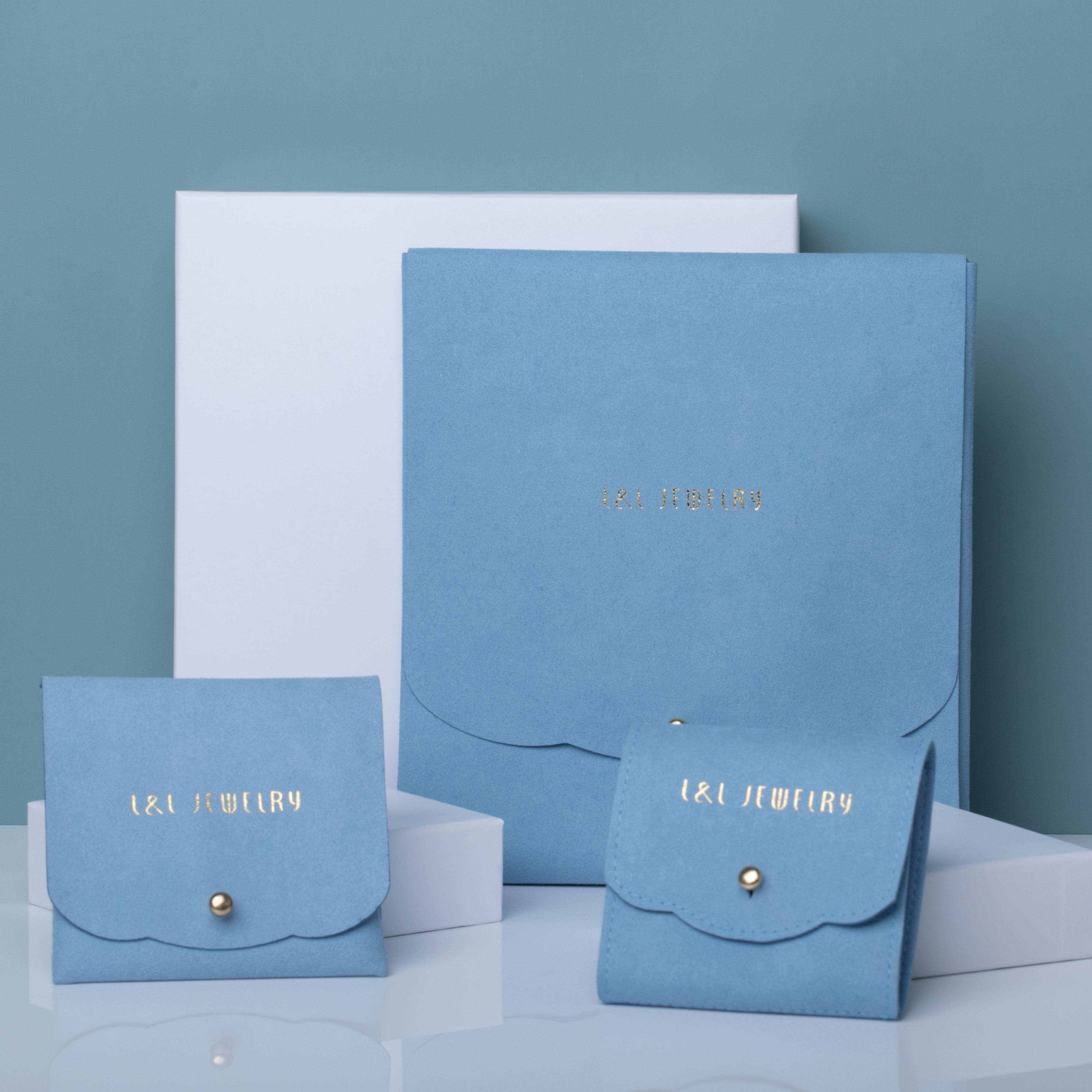 Luxury Custom Logo Soft brush cotton Velvet Envelope Shape Jewelry Necklace Packing Packaging Pouch 3 types for any Jewelry